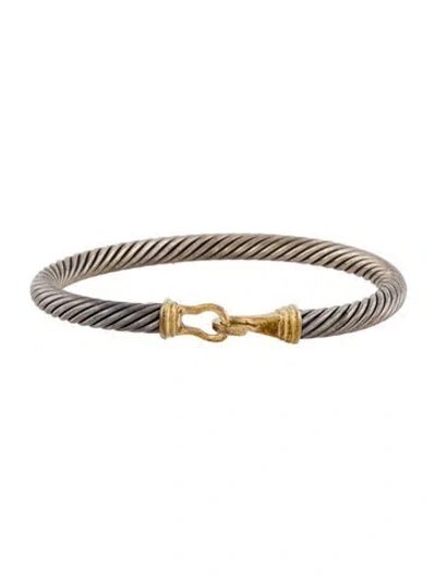 Pre-owned David Yurman Two-tone Buckle Bracelet, 6" In Multi