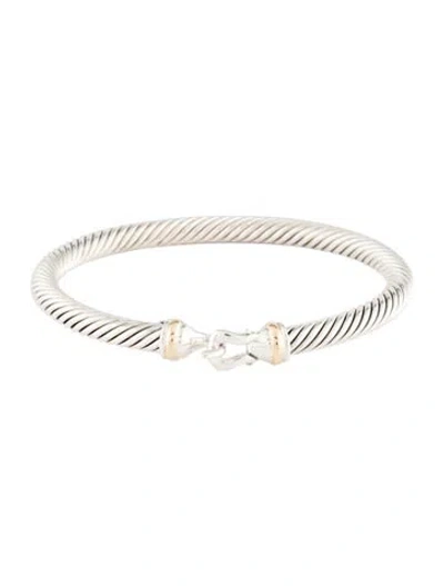 Pre-owned David Yurman Two-tone Buckle Bracelet, 6.75" In Multicolor