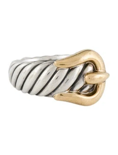 Pre-owned David Yurman Two-tone Buckle Cable Cocktail Ring In Multi