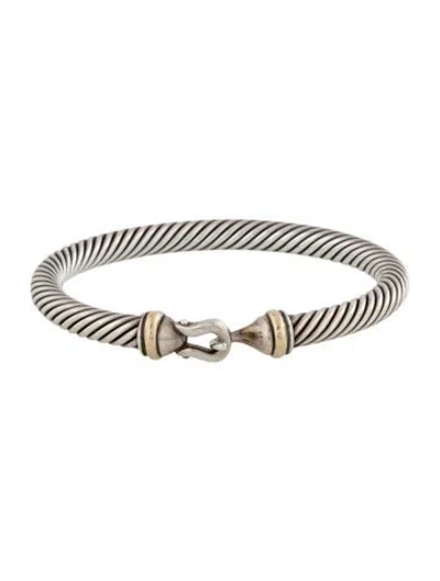 Pre-owned David Yurman Two-tone Buckle Classic Cable Bracelet, 5.5" In Multi
