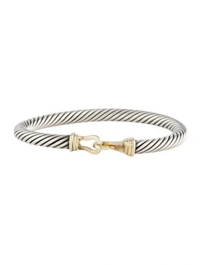 Pre-owned David Yurman Two-tone Buckle Classic Cable Bracelet, 6" In Multi