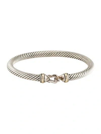 Pre-owned David Yurman Two-tone Buckle Classic Cable Bracelet, 6" In Multicolor
