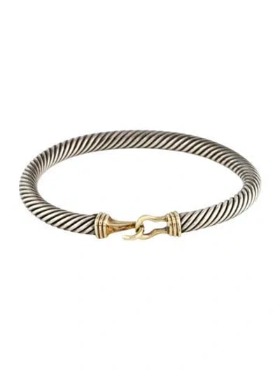 Pre-owned David Yurman Two-tone Buckle Classic Cable Bracelet, 6.25" In Multi