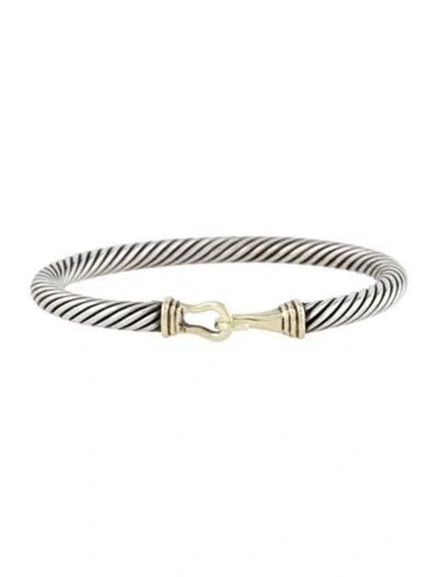 Pre-owned David Yurman Two-tone Buckle Classic Cable Bracelet, 6.25" In Multi