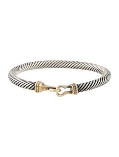 Pre-owned David Yurman Two-tone Buckle Classic Cable Bracelet, 6.25" In Multicolor