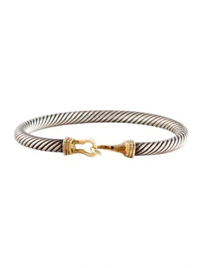 Pre-owned David Yurman Two-tone Buckle Classic Cable Bracelet, 6.5" In Multi