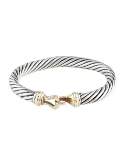 Pre-owned David Yurman Two-tone Buckle Classic Cable Bracelet, 6.5" In Multi
