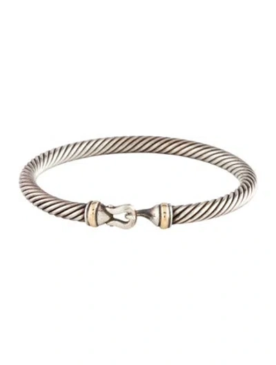 Pre-owned David Yurman Two-tone Buckle Classic Cable Bracelet, 6.5" In Multi