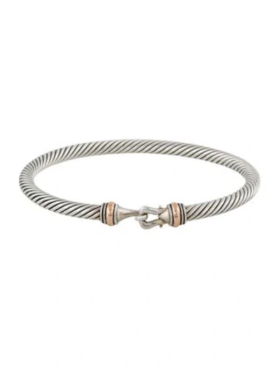 Pre-owned David Yurman Two-tone Buckle Classic Cable Bracelet, 6.5" In Multi