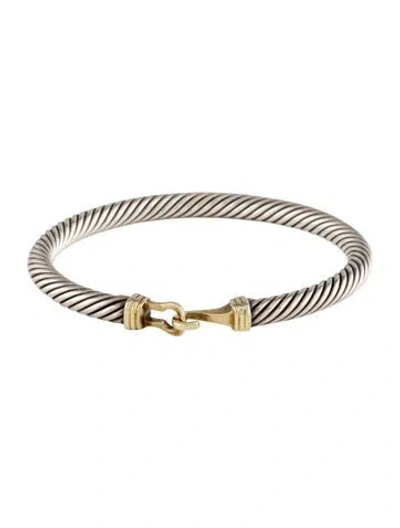Pre-owned David Yurman Two-tone Buckle Classic Cable Bracelet, 6.5" In Multi