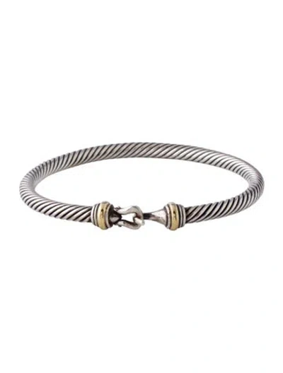 Pre-owned David Yurman Two-tone Buckle Classic Cable Bracelet, 6.5" In Multi