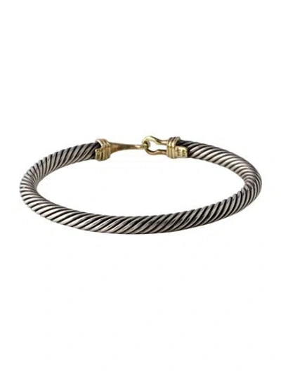 Pre-owned David Yurman Two-tone Buckle Classic Cable Bracelet, 6.5" In Multi