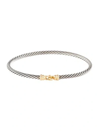 Pre-owned David Yurman Two-tone Buckle Classic Cable Bracelet, 6.5" In Multi