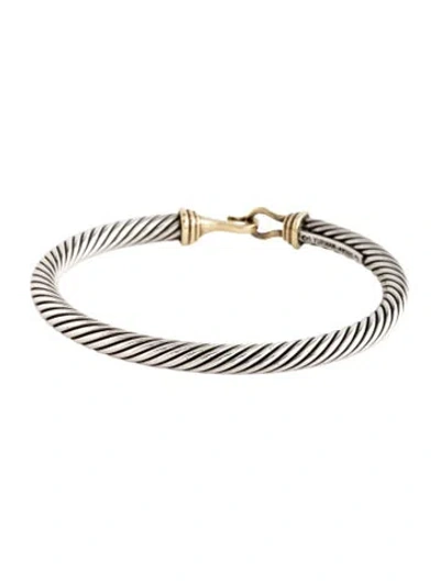 Pre-owned David Yurman Two-tone Buckle Classic Cable Bracelet, 6.5" In Multicolor