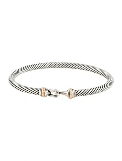 Pre-owned David Yurman Two-tone Buckle Classic Cable Bracelet, 6.75" In Multi