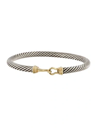 Pre-owned David Yurman Two-tone Buckle Classic Cable Bracelet, 7" In Multi