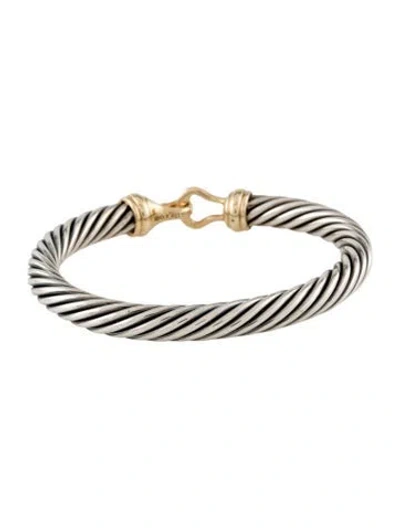 Pre-owned David Yurman Two-tone Buckle Classic Cable Bracelet, 7mm, 6.5" In Multicolor