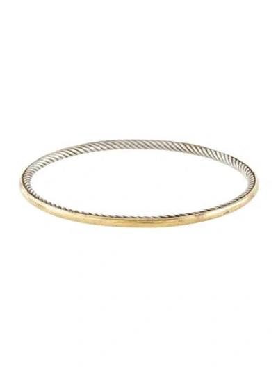 Pre-owned David Yurman Two-tone Cable Bangle Bracelet, 7.5" In Multi