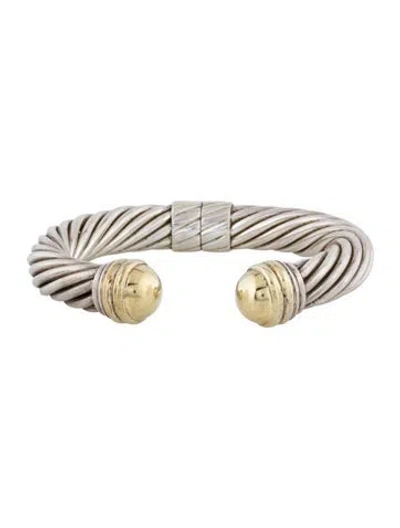 Pre-owned David Yurman Two-tone Cable Bracelet, 6.5" In Multi