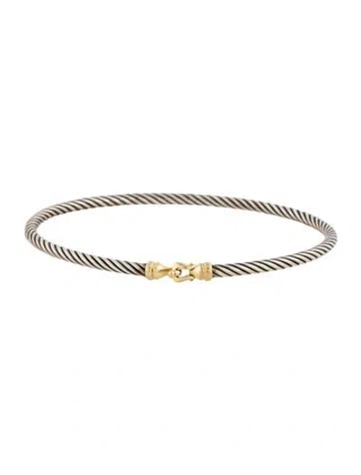 Pre-owned David Yurman Two-tone Cable Buckle Bangle, 7.5" In Multi