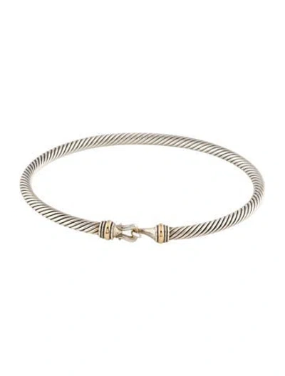 Pre-owned David Yurman Two-tone Cable Buckle Bangle, 8" In Multi