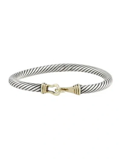 Pre-owned David Yurman Two-tone Cable Buckle Bracelet, 6.25" In Multi