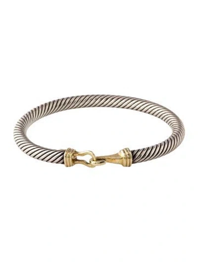 Pre-owned David Yurman Two-tone Cable Buckle Bracelet, 6.5" In Multi