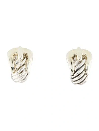 Pre-owned David Yurman Two-tone Cable Buckle Earclips In Multi