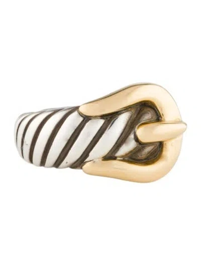 Pre-owned David Yurman Two-tone Cable Buckle Ring In Multi