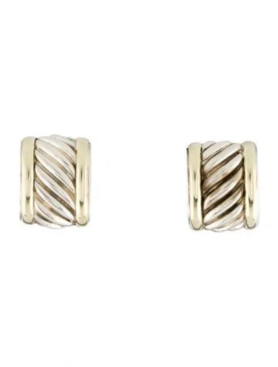 Pre-owned David Yurman Two-tone Cable Cigar Earclips In Multi