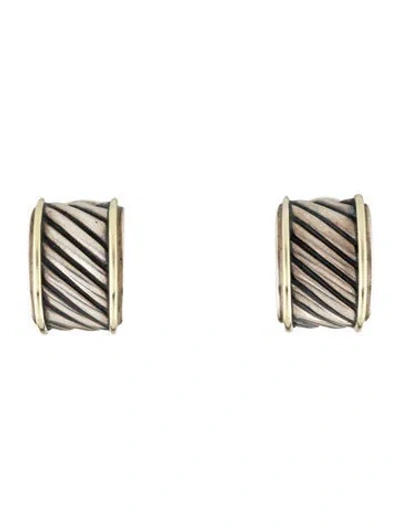 Pre-owned David Yurman Two-tone Cable Cigar Earclips In Multi