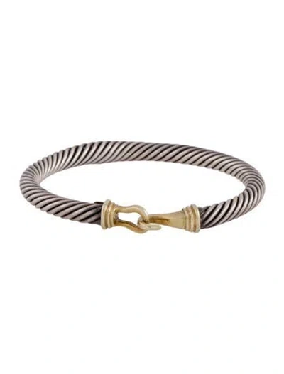Pre-owned David Yurman Two-tone Cable Classic Buckle Bracelet, 6.25" In Multi