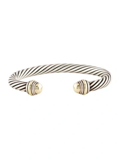 Pre-owned David Yurman Two-tone Cable Classic Cuff, 7" In Multi
