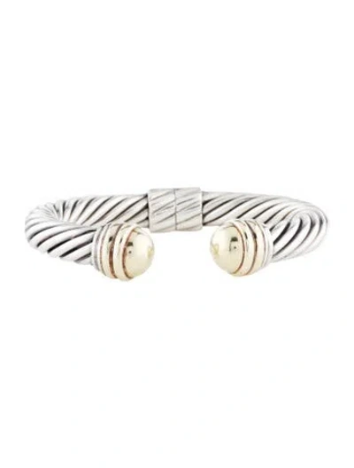 Pre-owned David Yurman Two-tone Cable Classics Bracelet, 6.5" In Multi