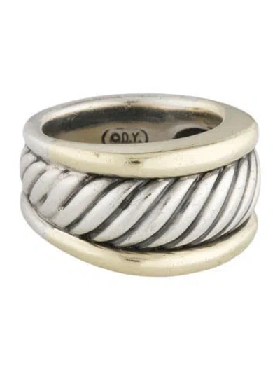 Pre-owned David Yurman Two-tone Cable Classics Cigar Band Ring In Multicolor