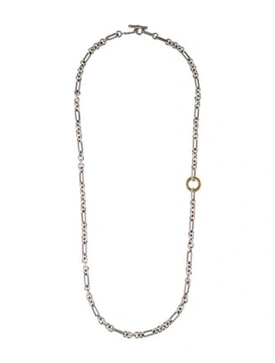 Pre-owned David Yurman Two-tone Cable Classics Figaro Necklace, 32" In Multi