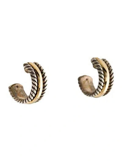 Pre-owned David Yurman Two-tone Cable Classics Hoop Earrings In Multicolor