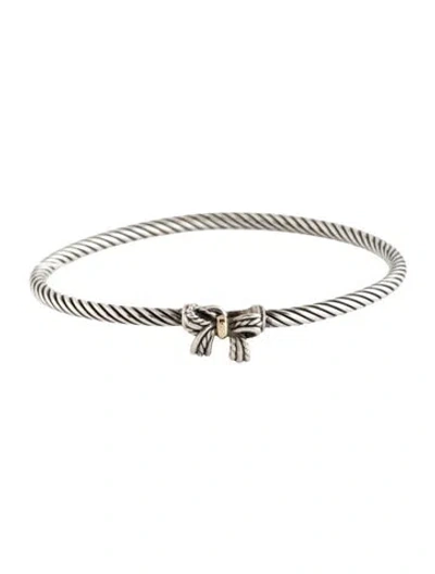 Pre-owned David Yurman Two-tone Cable Collectibles Bow Bracelet, 6.25" In Multicolor