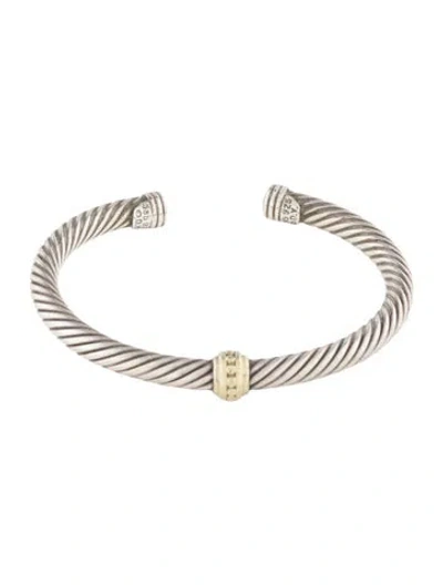 Pre-owned David Yurman Two-tone Cable Cuff, 6.25" In Multi