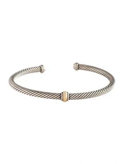 Pre-owned David Yurman Two-tone Cable Flex® Station Bracelet, 6.75" In Multi