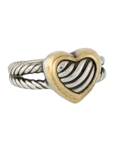 Pre-owned David Yurman Two-tone Cable Heart Ring In Multi