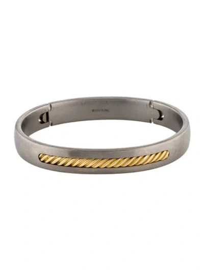 Pre-owned David Yurman Two-tone Cable Insert Bangle, 7.25" In Multi