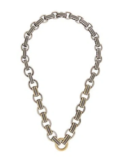 Pre-owned David Yurman Two-tone Cable Link Necklace, 19.5" In Multi