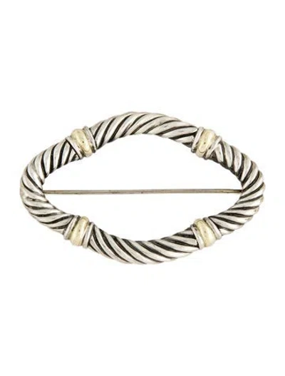 Pre-owned David Yurman Two-tone Cable Pin Brooch In Multi