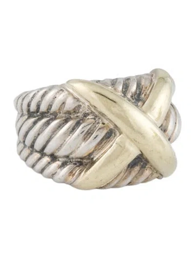 Pre-owned David Yurman Two-tone Cable X Ring In Multi