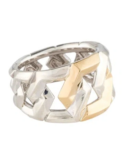 Pre-owned David Yurman Two-tone Carlyle Ring In Multi
