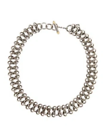 Pre-owned David Yurman Two-tone Chainmail Collar Necklace, 16.5" In Multi