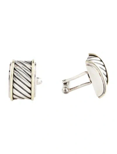 Pre-owned David Yurman Two-tone Cigar Band Cufflinks In Multi