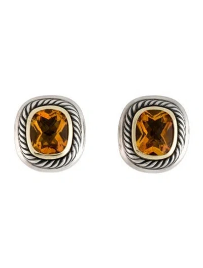 Pre-owned David Yurman Two-tone Citrine Clip-on Earrings In Multi