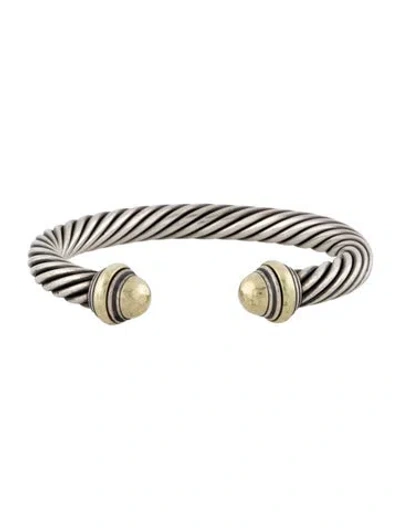 Pre-owned David Yurman Two-tone Classic Cable Bracelet, 6" In Multi